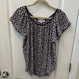 Philosophy Black and Pink Patterned Blouse